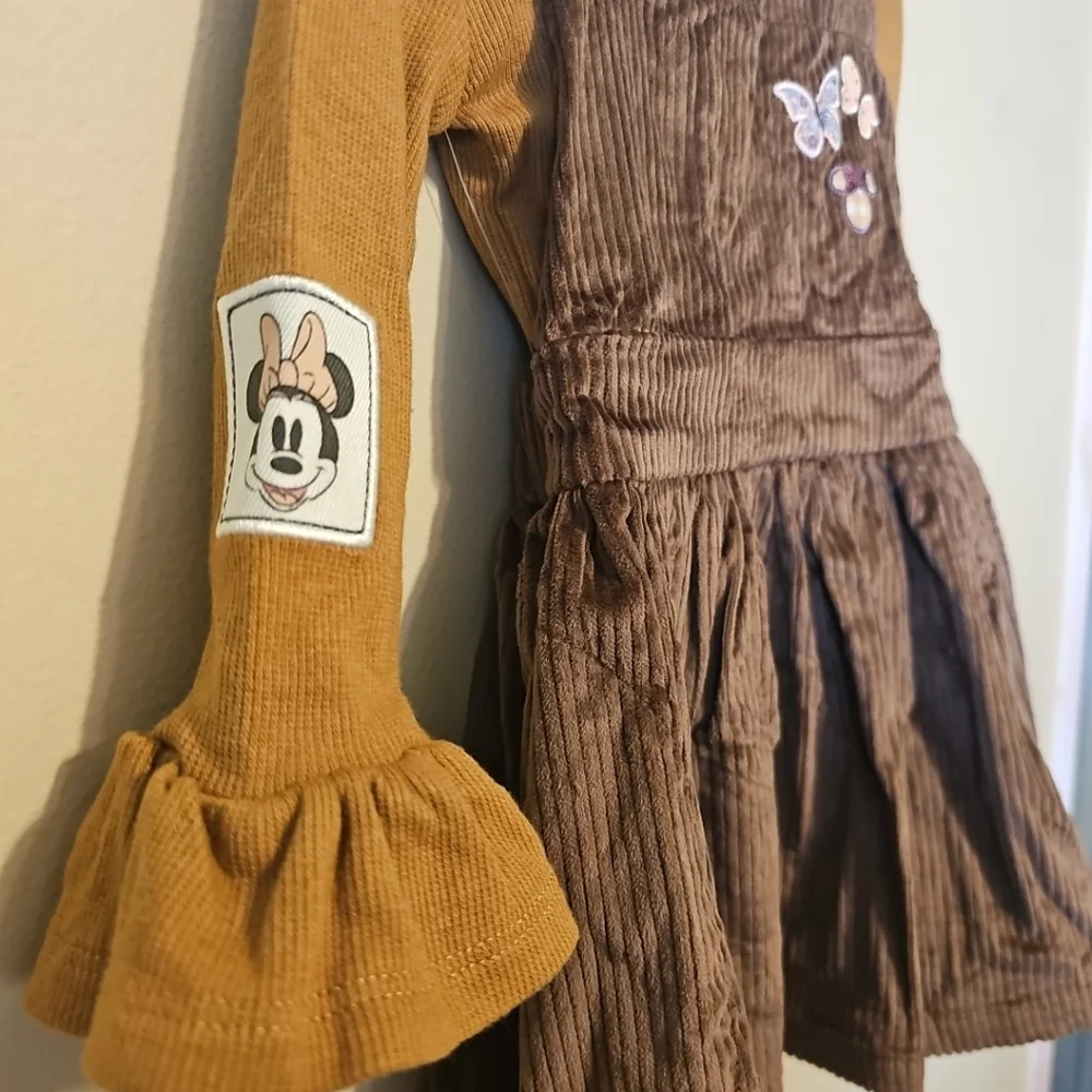 Disney Minnie Mouse‎ Toddler Girls Corduroy Top Dress Set Brown 12M